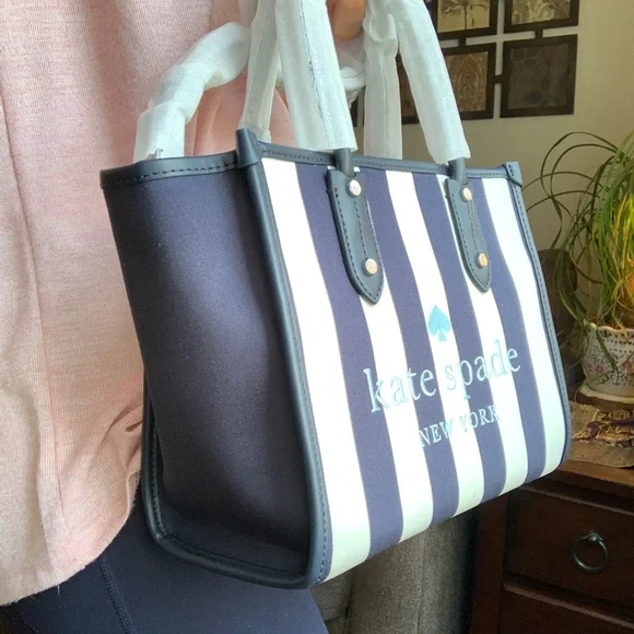 Authentic KATE SPADE Thick canvas and leather trim top zip Satchel/Crosby - Picture 8 of 14